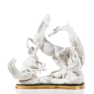 Lladro 1022 Porcelain Playful Horses Sculpture - mcm 