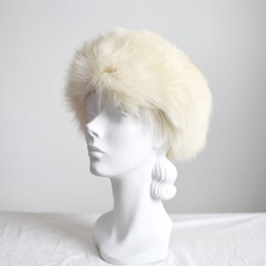 1970s White Fox Fur Hat 