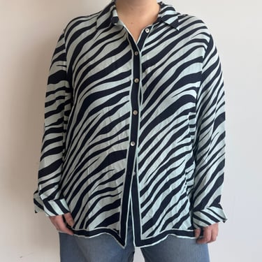 Vintage - Silk Zebra Button Down (2X)
