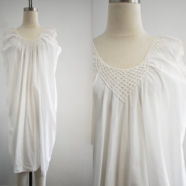 Antique White Night Gown with Crochet Trim 