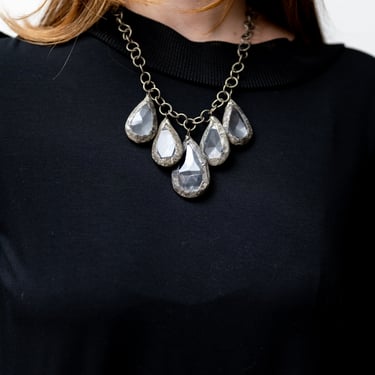 Pewter Crystal Tear Drop Necklace