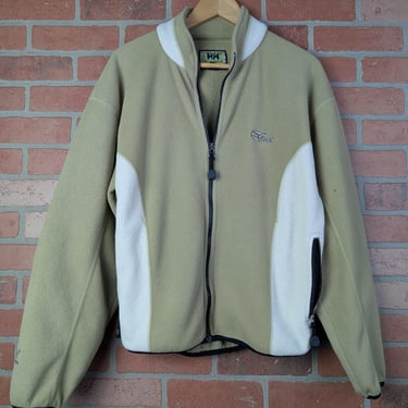 Vintage 90s Pistachio Helly Hanson Boardwear ORIGINAL Fleece Zip Down Jacket - Large 