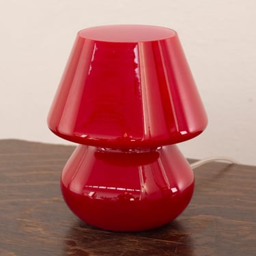 Murano glass mushroom lamp red color height 18cm, Made in Italy design table lamp 