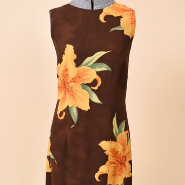 Brown Floral Spring Dress By Coldwater Creek, M