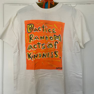 1990s DON'T PANIC "Practice Random Acts of Kindness" Artist T-Shirt size Large 