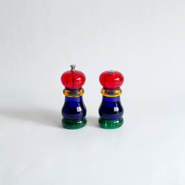 Postmodern Salt & Pepper Shakers, Memphis Style Colourful Lucite, Olde Thompson 