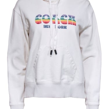 Coach - Ivory w/ Rainbow Graphic Logo Hooded Sweatshirt Sz S