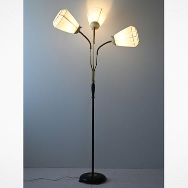 Vintage Floor Lamp with Three Lights – Retro Metal & Brass Design 