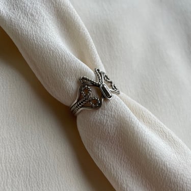 1980s Filigree Silver Butterfly Ring R130