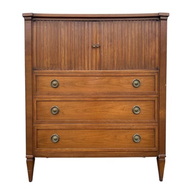Mid Century Modern Gentleman's Chest - Vintage Mount Airy Furniture Contessa Collection Wood MCM Highboy Dresser 4 Drawers & Storage Cabinet 