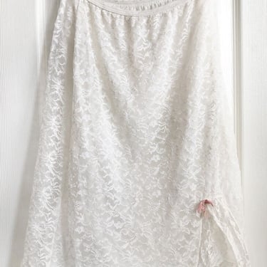 1950s GLYDONS PETTI-SLIP Skirt, Vintage, White Lace, Nylon Lined, Vintage Pinup Lingerie half slip 50's, 60's Petticoat 