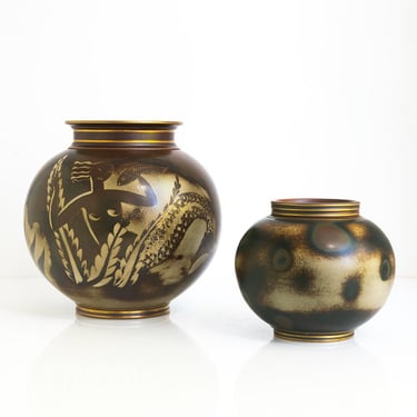 Gunnar Nylund, Swedish Art Deco flambe vases for A.L.P, 1930