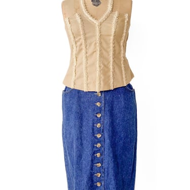 1990s Taupe Halter Top, sz. M