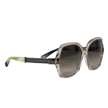 Lanvin - Clear Ombre Oversized Sunglasses w/ Chain Link & Marbled Arms