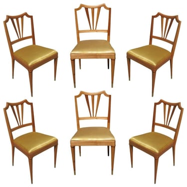 Formal Mid-Century Dining Chair Set of Six 