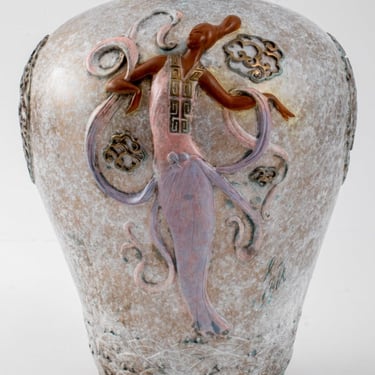 Erte &quot;Oriental Mystery&quot; Patinated Bronze Vase 1990