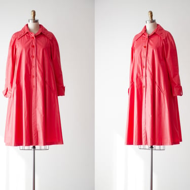 red swing coat | 70s 80s vintage polished cotton loose oversized jacket 