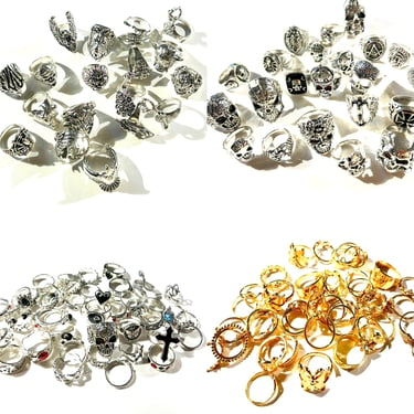 Gold and Silver Statement Rings 5 Per Set Mix and Match
