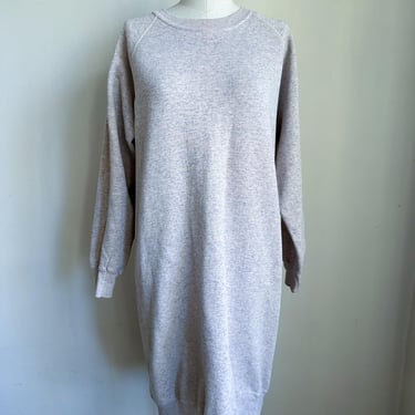 Vintage 1980s Pink and Heathered Gray Sweatshirt Dress / M 