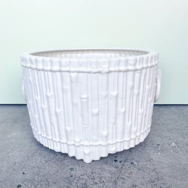 Large Ceramic Faux Bamboo Cachepot