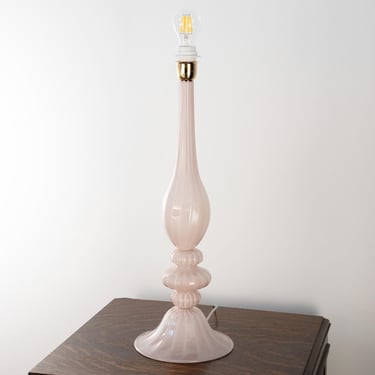 Murano glass table lamp soft pink color, handmade Made in Italy Venetian design lighting 