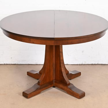 Stickley Arts & Crafts Cherry Wood Extension Pedestal Dining Table, Newly Refinished
