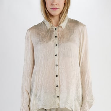 Sheer Asymmetric Silk Blouse in PENCIL CLOUD or ERASER