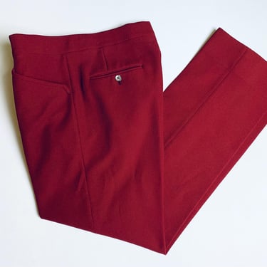 Vintage 70s Cranberry Red Polyester Pants, 30 x 32 