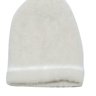 Jacquemus - Beige Fuzzy Beanie Hat w/ Embroidered Logo
