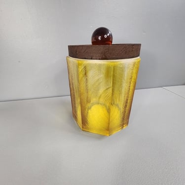 Mid Century Gold Amber Lucite Ice Bucket 