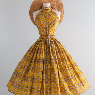 Gorgeous 1950's Sweet Thing Cotton Summer Dress By Mr. Mort With Matching Wrap / S