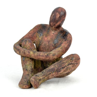 Sculpture by artist Helga Seum from Gedern seated nude man ceramic figure studio ceramic unique handmade design Pottery art ceramics 