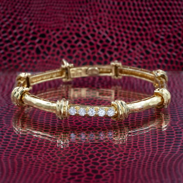 Henry Dunay Five Diamond Bamboo Bracelet