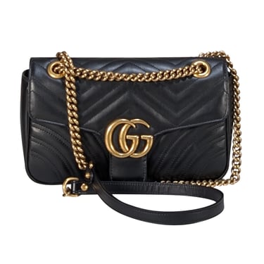 Gucci - Black Leather Marmont Handbag