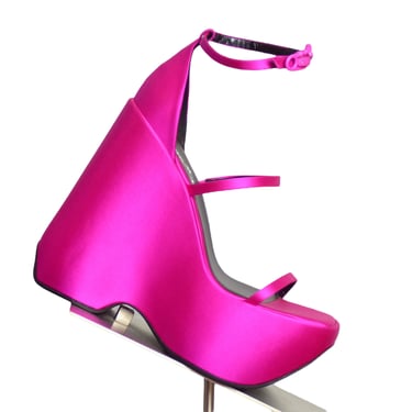 VERSACE- NIB Pink Cerise Platform Wedge Sandals, Size 40
