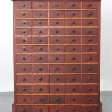 19th Century 60 Drawer Wood Apothecary Cabinet