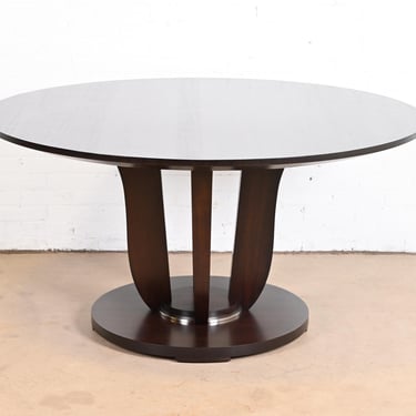 Barbara Barry for Baker Furniture Modern Art Deco Mahogany Pedestal Dining Table, Newly Refinished