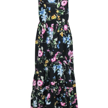 MISA Los Angeles - Black &amp; Multicolor Floral Print Maxi Dress Sz XL