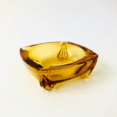 Amber Glass Ashtray 