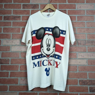 Vintage 90s Disney Mickey Mouse Big Print ORIGINAL Cartoon Tee - Extra Large 