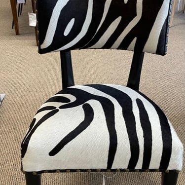 Palacek Accent Chair<br />Zebra Patterned Horse Hair<br />Black Wood<br />W 23.5 x H 34.5 x D 20.5