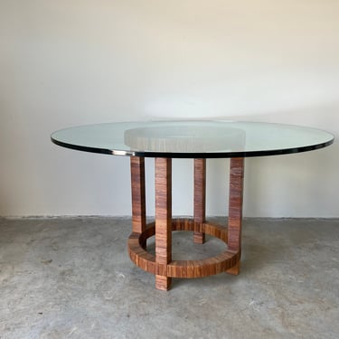 Bielecky Brothers Rattan Dining Table With Glass Top 
