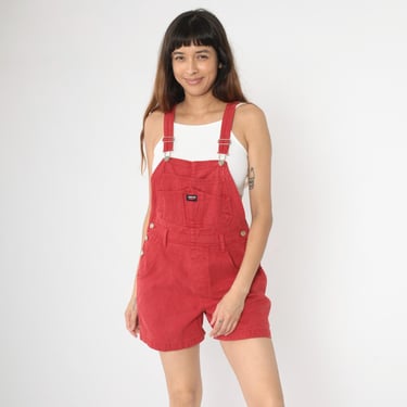 Vintage Red Jordache Shortalls 90s Bibs Short Overalls Woman Cotton Overalls Carpenter 1990s Utility Medium M 