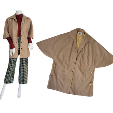 1970's Tan Ultra Suede Sherlock Holmes MOD Jacket I Cape I Sz Med I MJ Seattle 