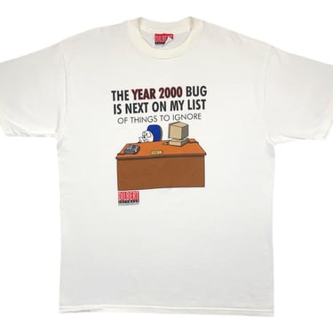 Vintage 2000 Dilbert Comic Strip “The Year 2000 Bug Is Next On My List..” Funny Dogbert Graphic T-Shirt Size XL 