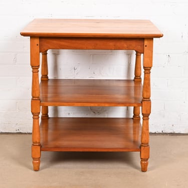 Stickley American Colonial Solid Cherry Wood Three-Tier Tea Table or Occasional Side Table, 1956