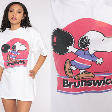 Brunswick Snoopy Shirt 90s Peanuts Shirt Bowling Graphic Tee 80s Georgia Vintage Tourist t Shirt Travel Cartoon Shirt Retro Extra Large XL 