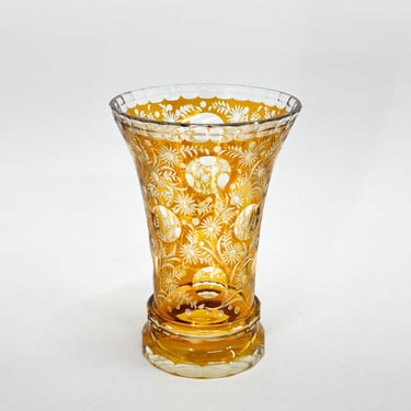 Early 20th Century Richly Hand Cut Vase, Czechoslovakia / Vintage Had Cut Vase / Bohemian Glass / Crystal 