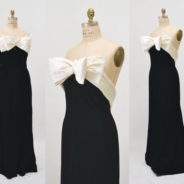 80s Vintage Silk Sequin Gown Dress XXS XS By Bob Mackie Silk// Vintage Wedding Silk Pink Peach Black Gown Sequin Strapless Silk Dress 