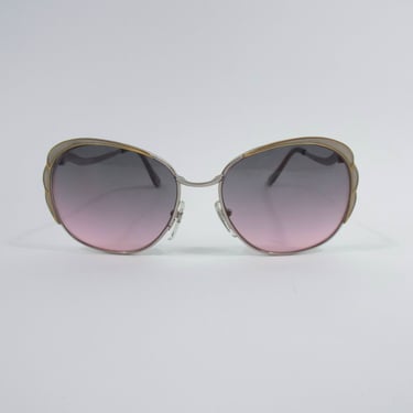 Vintage Round Metal Winged Sunglasses 